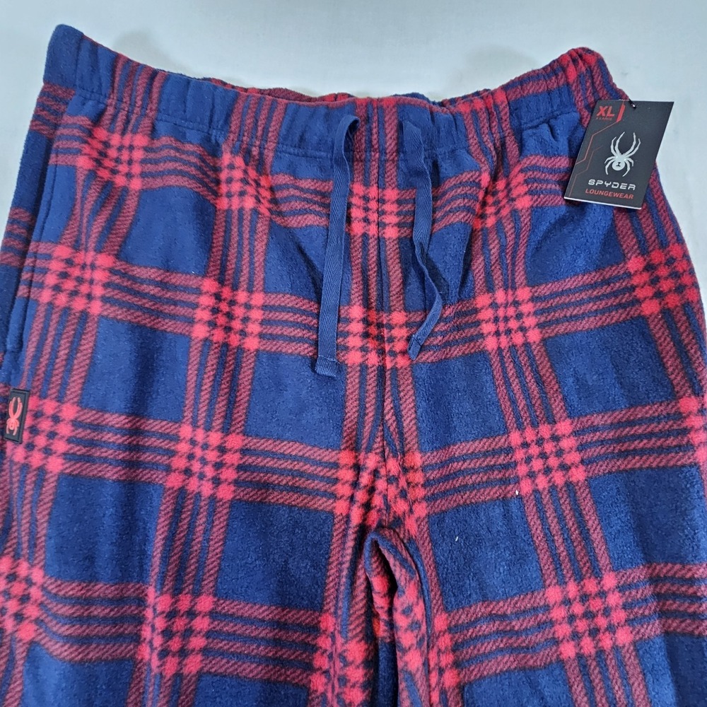 Spyder Loungewear Pants Mens XLarge Plaid Red Black Pajama 100% Polyester